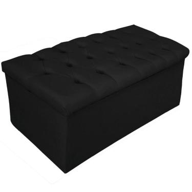 Imagem de Calçadeira Baú Estofada 90cm Solteiro Suede Preto Adj Decor