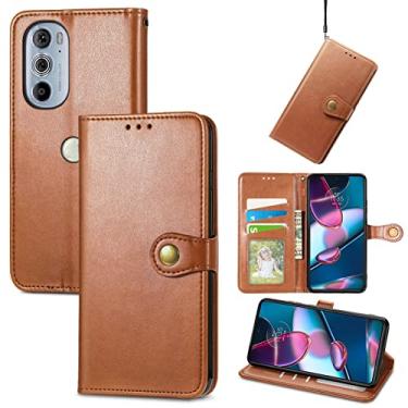 Imagem de YUNCHAO Caixa de telefone Para Motorola Edge 30 Pro Retro Solid Color Buckle Leather Case capa para celular