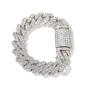 Imagem de de elos cubanos de 18 mm para homens e mulheres, corrente de elos curvo de corrente de , corrente de fecho de de strass brilhante, joias de hip hop, , 18 x 1,8 cm (009316MNWRBR71MFV)