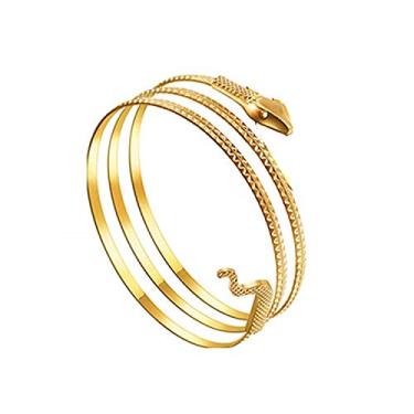 Imagem de JinYu Pulseira de Metal de Cobra Espiral com Punho de Braço e Bracelete para Fantasia Egípcia, Dourado