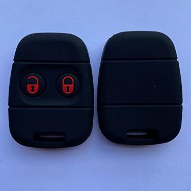 Imagem de YJADHU Capa de silicone para chave de carro 2 botões chave remota alarme capa de capa, apto para Rover Mg Land Rover Defender Freelander, preto com vermelho