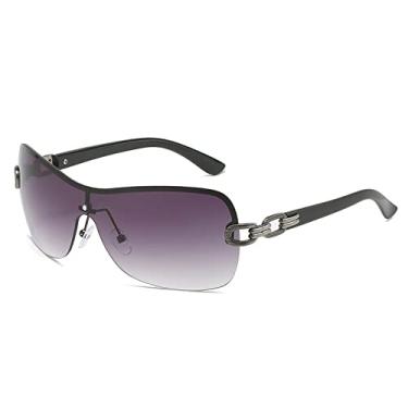 Imagem de Óculos de sol punk de uma peça feminino masculino óculos de sol sem aro de luxo óculos de designer de moda senhora uv400 óculos, 2, tamanho único