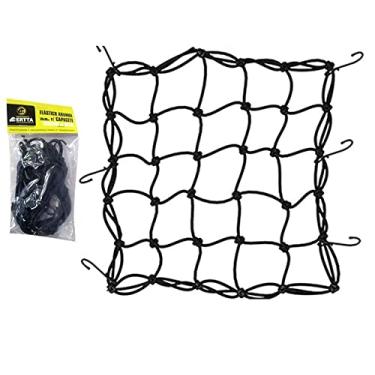 Imagem de Rede Elástica Aranha Moto Capacete Bagageiro 42x42 cm Preto MSextensor