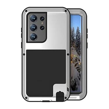 Imagem de KVIBEO Capa para Samsung Galaxy S23 Ultra/S23 Plus/S23, capa à prova de choque de grau militar com câmera protetora anti-impressão digital à prova de poeira, prata, S23Plus