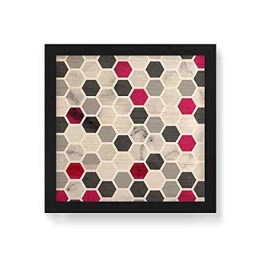 Imagem de Arte Maníacos Quadro Decorativo em Madeira Favo Vermelho - 30x30cm (Moldura caixa em laca preta)