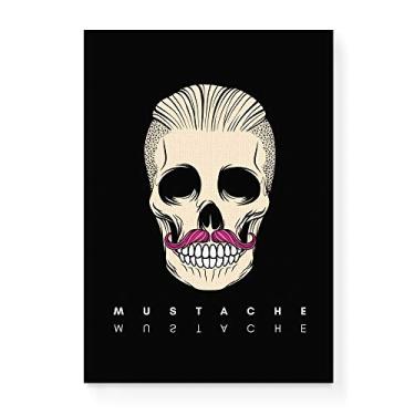 Imagem de Arte Maníacos Quadro Decorativo em Tela Canvas Caveira Mustache Preta - 23x16,25cm