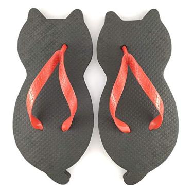 Imagem de Chinelo De Gatinho Preto com Vermelho - Original Cute Cat Flip Flop (37/38)