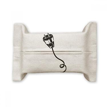 Imagem de Cabo de carregamento de cabo preto padrão de cobertura de papel para lenços faciais saco de linho de algodão