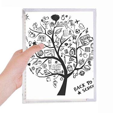 Imagem de Caderno de folhas soltas com desenho de árvore estilo escolar em grafite fofo