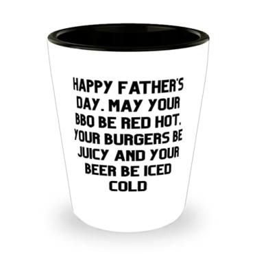 Imagem de Copo inspirador Papa Shot, Feliz Dia dos Pais Que Seu churrasco Seja Vermelho Quente, Seus hambúrgueres Ser Suculentos E Presente para o papai, Chique do Filho