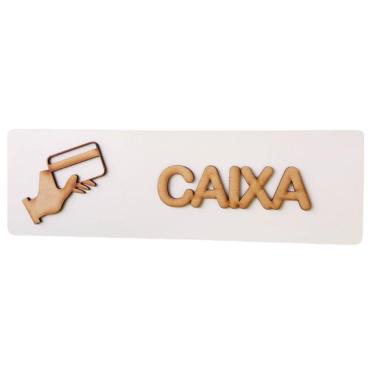 Imagem de Placa Indicativa De Sinalização Caixa Aviso Madeira Mdf Cor Branca Em Relevo