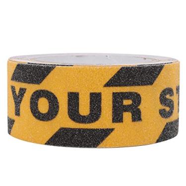 Imagem de Fita de tração antiderrapante, observe o seu passo, 1,9 pol x 16,4 pés, melhor aderência, fricção, adesivo abrasivo para escadas, segurança, degrau, interior, exterior, cuidado