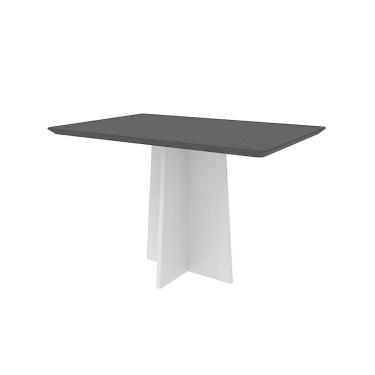 Imagem de mesa de jantar retangular com tampo de vidro anitta preta e off white 120 cm