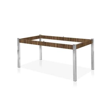 Imagem de Base Aço Nobre Cláudia para Tampo de Vidro de 160x90 cm - Cromada/Nogal