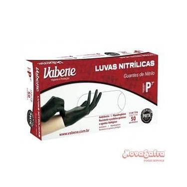 Imagem de Luva Nitrílica s/Pó Preta Vabene Tamanho:P
