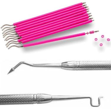 Imagem de Liga Borrachinha Aparelho Ortodôntico Dental 100 Un. (01 Palitinho) + 01 Aplicador (Rosa Pink + Aplicador)