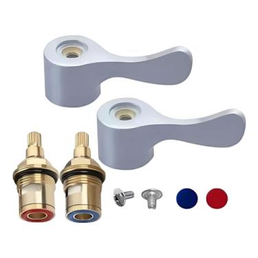 Imagem de Generic Cartuchos de disco com haste de cerâmica de latão, válvulas para da pia, acessórios de encanamento para banheiro, melhoria da casa, cozinha, 1 par com alças