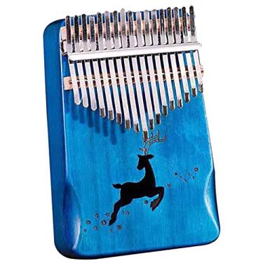 Imagem de Piano de polegar Kalimba de 17 teclas, marimbas de mogno amante da música piano de dedo iniciante, instrumento de percussão, com kit de aprendizagem e martelo de afinação pandeireta, 18 cm x 13 cm,