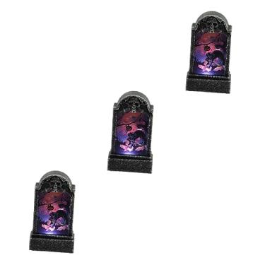 Imagem de Gadpiparty 3 Peças Luzes De Lápide De Halloween Luz Noturna Do Quarto Esqueleto Lápide Glitter Decoração LED Luzes De Cemitério Decoração Fantasma Decorações De Halloween LED Luz Noturna