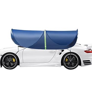 Imagem de FUUBAMB00 Guarda-sol de carro dobrado teto tenda universal carro móvel garagem à prova de poeira portátil proteção anti-UV guarda-chuva de carro toldo à prova de sol, azul marinho