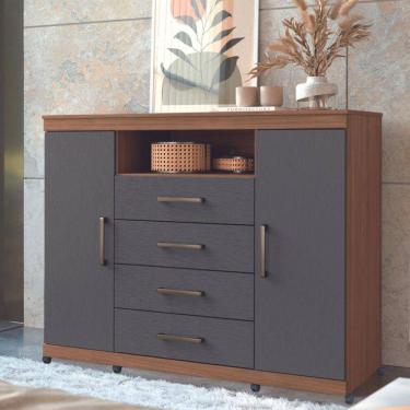 Imagem de Cômoda 4 Gavetas 2 Portas com Rodizio Havana Master Santos Andira