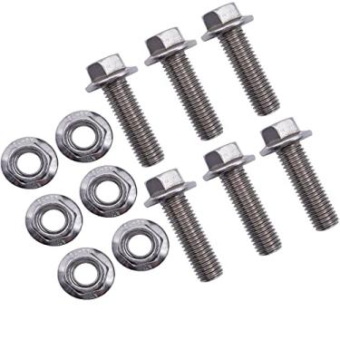 Imagem de HABIIID Pacote com 6 parafusos de flange de aço inoxidável, parafusos de flange, kit de ferragens de coletor de escape M10X1,5-35 mm