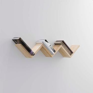 Imagem de Kit Nicho Prateleiras Buzios Carvalho (madeira Clara) para Quarto Sala Livro