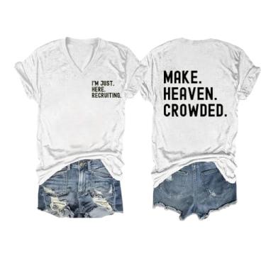 Imagem de QYZ-Top Camiseta Make Heaven Crowded Heaven is My Home Im Just Here Recruiting Camiseta gola V, Branco 1, GG