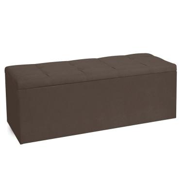 Imagem de Calçadeira Recamier Baú King 1,95m Roma Suede Marrom - Pallazio