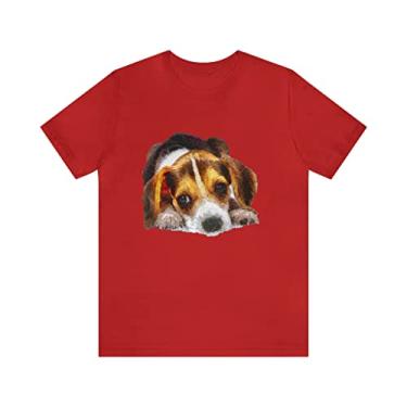 Imagem de Beagle 'Daisy Mae' - Camiseta de manga curta unissex Jersey by Doggylips™, Vermelho, XG