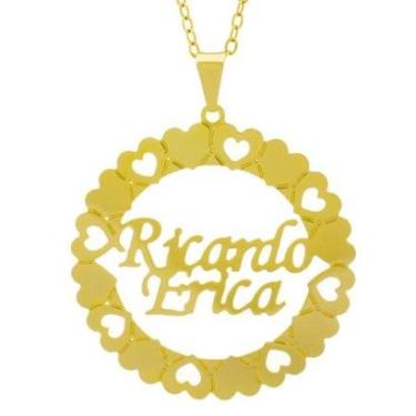 Imagem de Gargantilha Horus Import Nome Ricardo Erica Banho Ouro 18k Feminina-Feminino