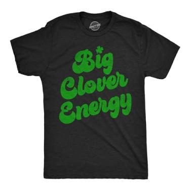 Imagem de Crazy Dog Tshirts Camiseta masculina Big Clover Energy divertida St Paddys Day Parade Four Leaf Clover Vibes Tee for Guys, Preto mesclado - trevo, G