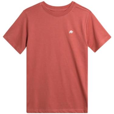 Imagem de AEROPOSTALE Camiseta para meninos - Camiseta infantil básica de algodão de manga curta - Camiseta clássica com gola redonda estampada para meninos (4-16), Concha, rosa, 14-16