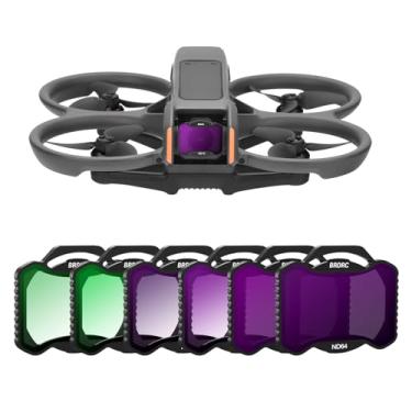 Imagem de BRDRC Conjunto de acessórios Avata 2 ND, pacote com 6, filtros de densidade neutra para lentes de proteção UV CPL ND8 ND16 ND32 ND64 para drone DJI Avata 2 FPV - alumínio
