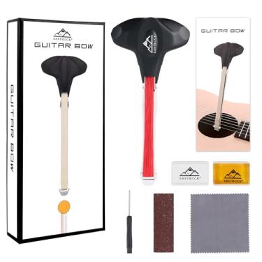 Imagem de EASTROCK Arco de guitarra, crina de cavalo real 2 em 1 para violão, cria sons semelhantes a violino e violoncelo, preto-vermelho