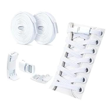 Imagem de Lock Shoe Laces Elastic No Tie Shoelaces Sneakers Shoelace Kids Adult Rubber Band Laces One Size Fits All Shoes(WHITE)