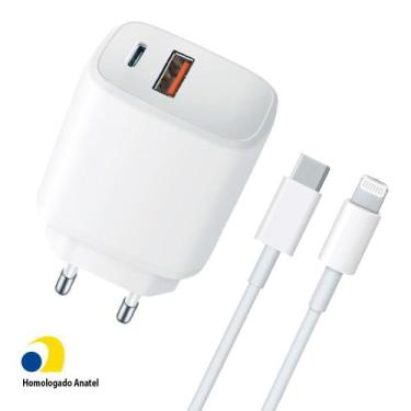 Imagem de Carregador 20W Turbo + Cabo Lightning Usb-C 1M Original Compatível Iph