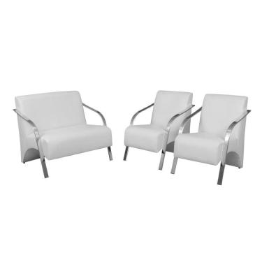 Imagem de Conj 2 Poltronas De 1 Lugar E 1 De 2 Lugares Braço Alumínio Dsalla Tecido Sintético (courino)