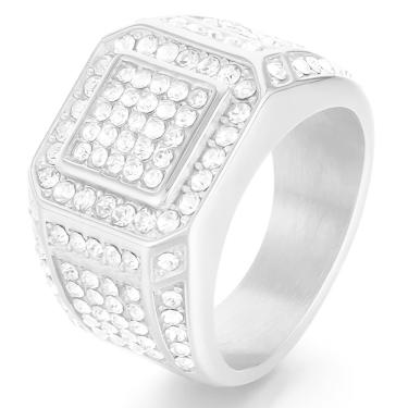 Imagem de Anel Masculino Pedra Cravejado Hunter Zircônia Aço Inox Luxo