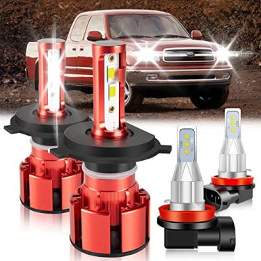 Imagem de OBNDVU Adequado para Toyota Tundra 2014-2021 Luzes LED, 500% de brilho H4/HB2/9003, farol alto e baixo luzes de neblina LED H11, 6500K branco 36000LM 9003 lâmpadas LED, 4 peças 9003 H11 lâmpada