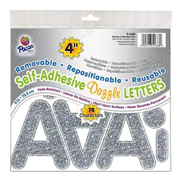 Imagem de Pacon Letras maiúsculas autoadesivas de 10 cm, 78 unidades, Silver Dazzle (51688)