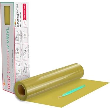 Imagem de HTVRONT HTV Rolos de vinil de transferência de calor - Vinil HTV dourado de 30,5 cm x 6 m para camisas, vinil de ferro em vinil para todas as máquinas de corte - fácil de cortar