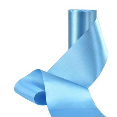Imagem de Fita de cetim de cor sólida, sem rugas, fita de tecido sedoso para cerimônia de corte, faixas, cadeira, mesa, carro, laços, artesanato, costura, decoração de festa de casamento (azul lago, 15 cm de