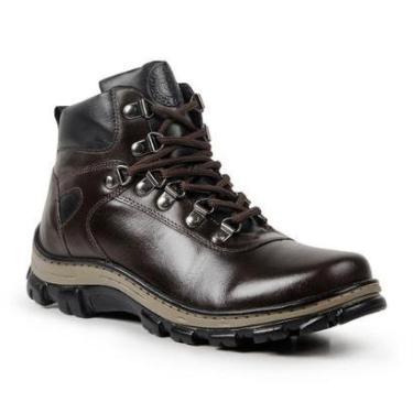 Imagem de Bota Coturno Masculino Couro Cano Alto Bico Redondo Casual-Masculino