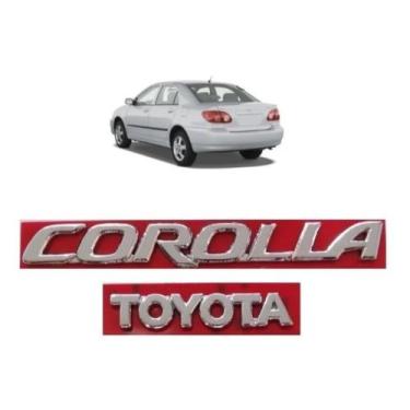Imagem de Kit 2 peças emblema letreiro Corolla mais Toyota ano modelo 2003 até 2