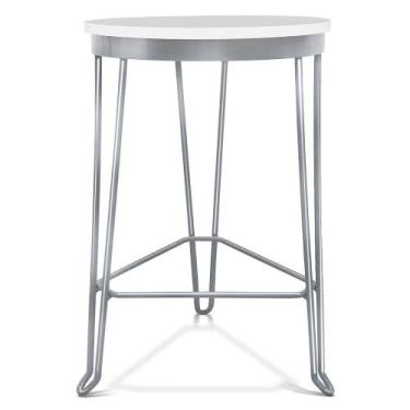 Imagem de Banqueta Banco Baixo Guatemala Estilo Industrial - Prata/ Branco - Gen