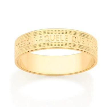 Imagem de Aliança de ouro 18k banhada rommanel tudo posso naquele que me fortale