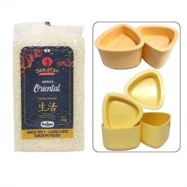 Imagem de Kit Oniguiri Arroz Japonês Grão Curto 1kg & Forma Triangulo - Kampai