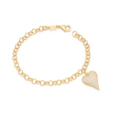 Imagem de Pulseira  banhado ouro 3x 24k 18k e 22k  feminina grossa com pingentes