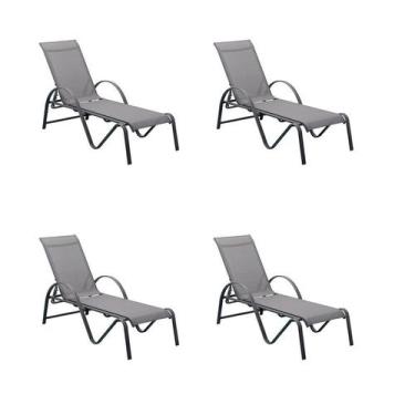 Imagem de Kit 4 Chaise Búzios Grafite Alumínio - Rivatti